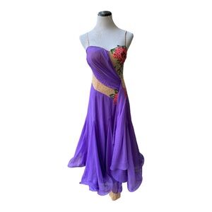 Purple Ballroom Dancing Dress Costume Sweetheart Neckline Cut Out Twirling Sz M
